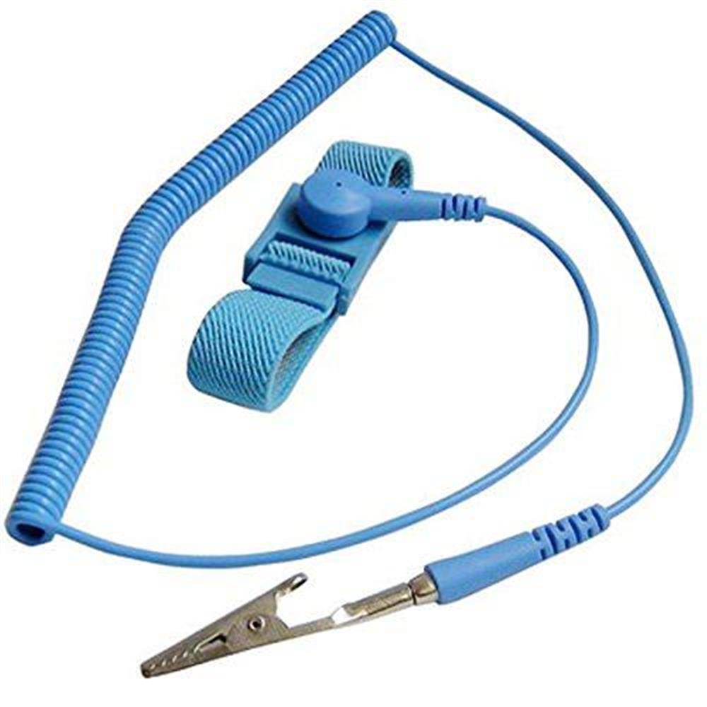 Pulsera Antiestática, Ajustable, Cable de 6ft, Azul, Perno