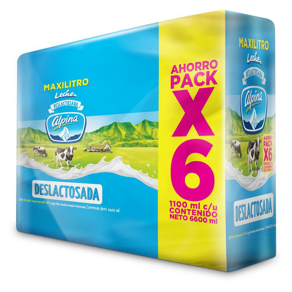 Sixpack De Leche Leche Deslactosada Sixpack En Bolsa X 1.1 Litros C.u - exito.com