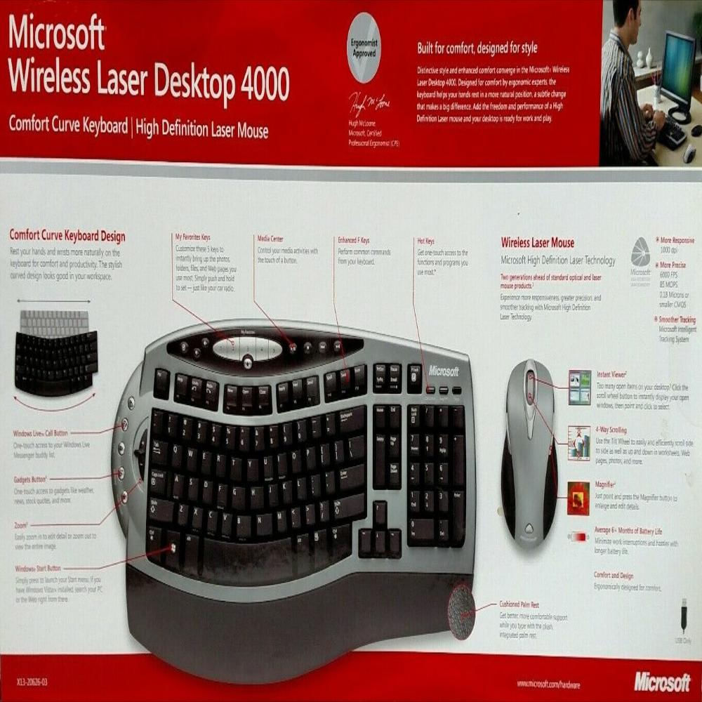 Combo Teclado Mouse Inalámbrico Microsoft Laser 4000 Oferta img #5