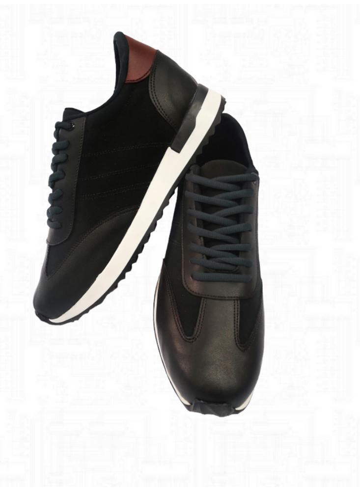 Zapatillas Negras Hombre Baratas Zapatos para Hombre Zapatos Casuales de  Cuero con Cordones Bloques de Color Moda Casual Zapatos Simples Zapatos  para