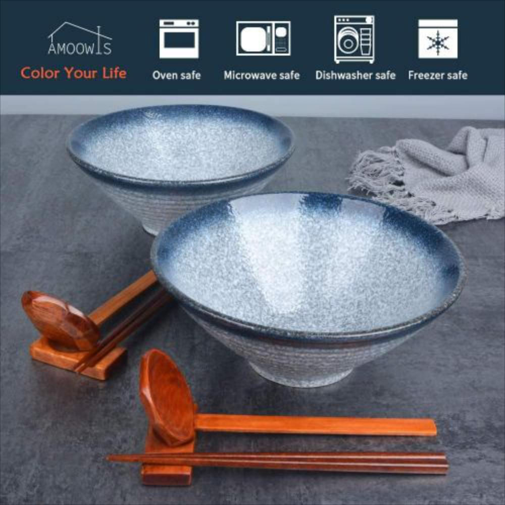 Cuencos De Cerámica Japoneses Con Palillos Y Estantes img #2