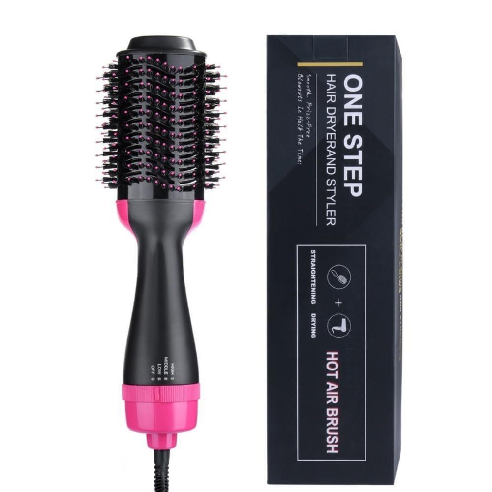  Cepillo de aire caliente estilizador y secador, cepillo  giratorio para salón de belleza en casa, peine giratorio eléctrico 2 en 1  para cabello rizado elegante y vibrante (rojo) : Belleza y