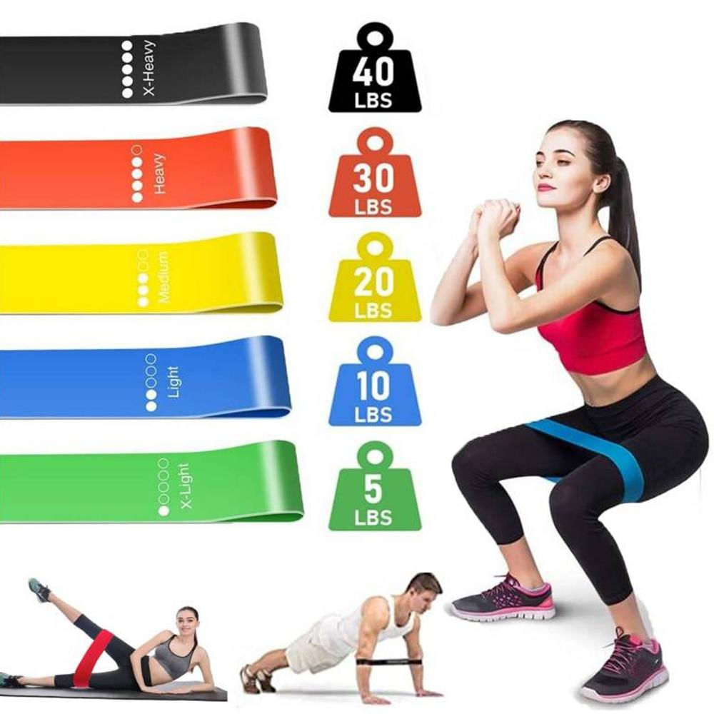 Bandas Elasticas Para Ejercicio X5 + Estuche Importadas