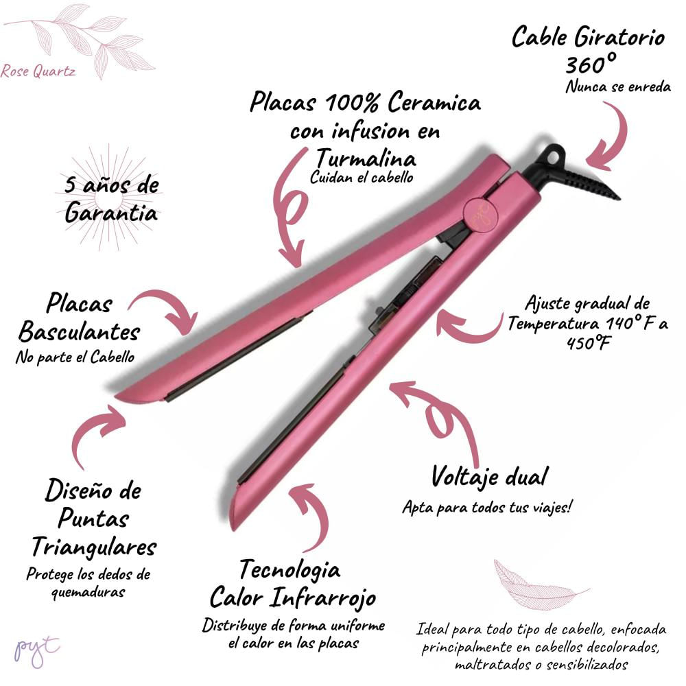 Plancha Ceramica Con Turmalina Luxe Digital - Rose Quartz img #4