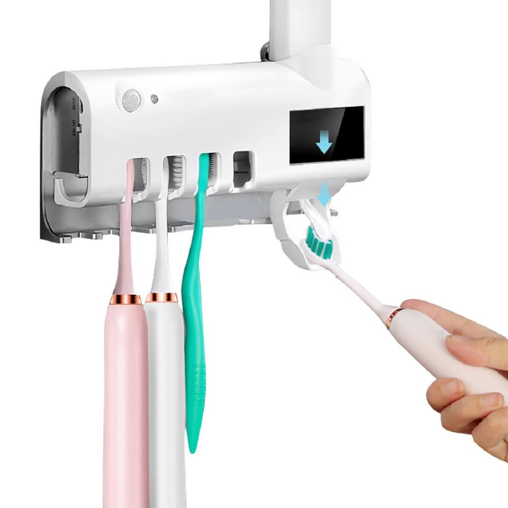Esterilizador de cepillo de dientes con UV con dispensador de pasta dental  y porta cepillos cg-1016