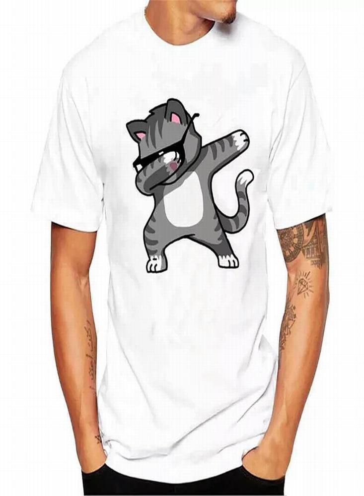 Camiseta Unisex Blanca Con Gato En Movimiento Dab img #1