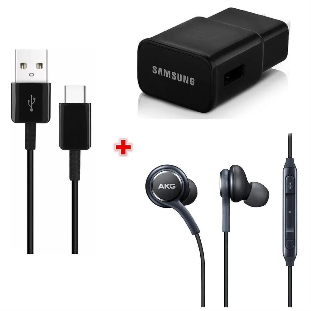 Cargador Samsung S10 Tipo C + Manos Libres Akg Original