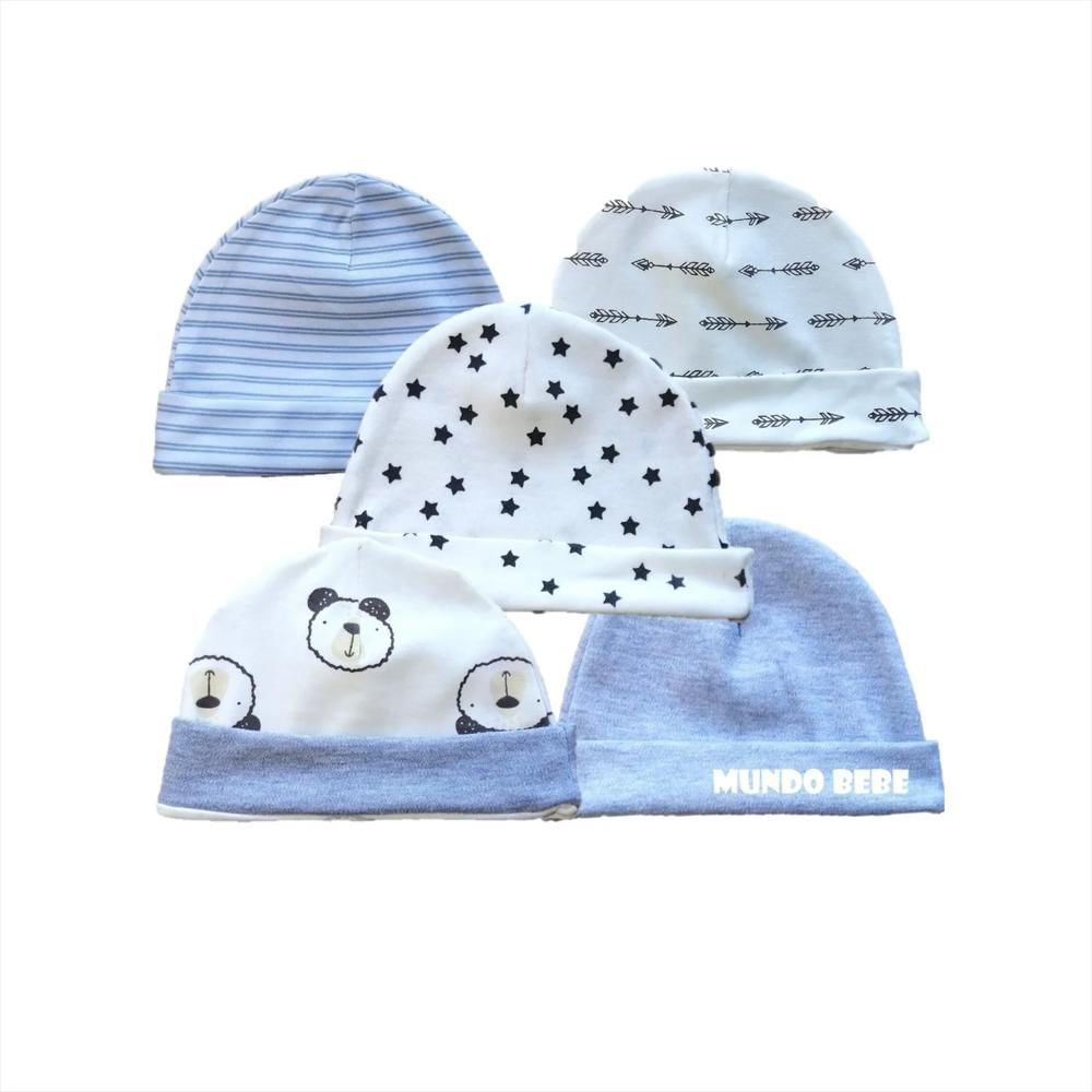 Gorros Gorritos Para Bebe X5 Juego Set Gris