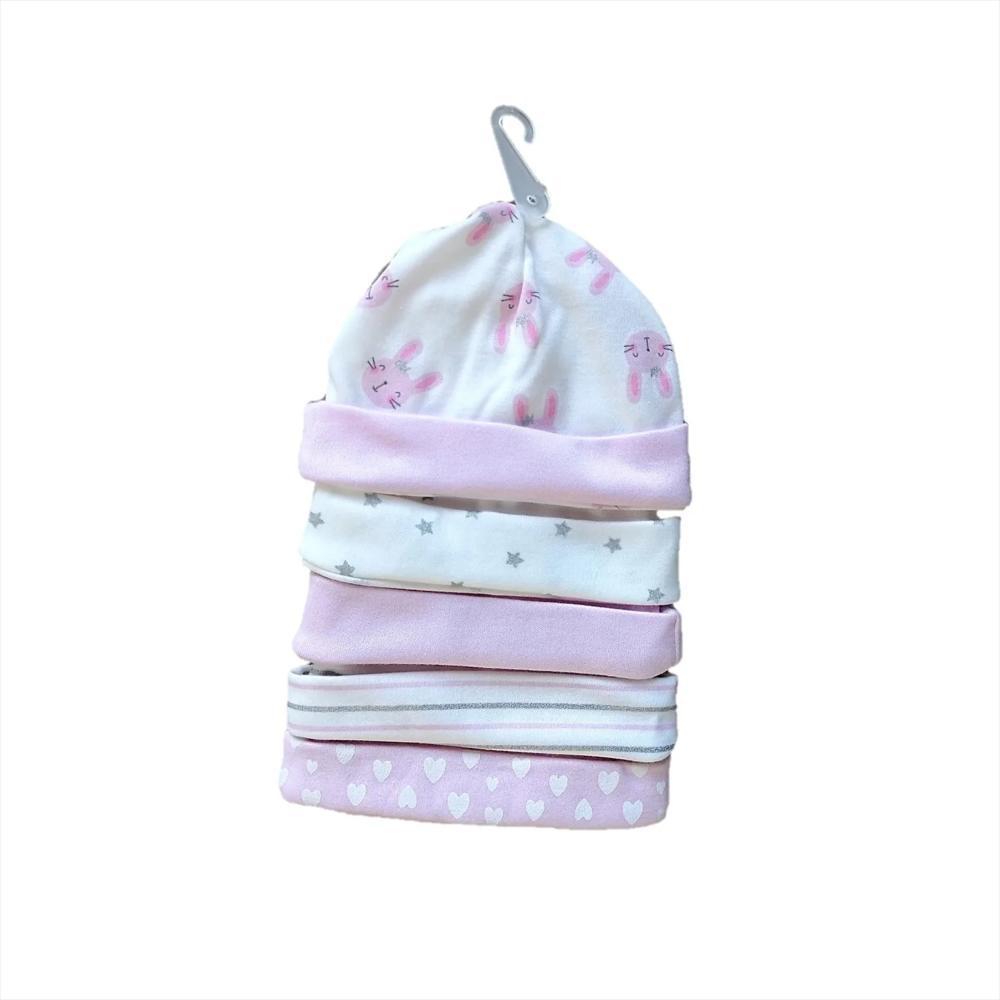 Gorros Gorritos Para Bebe X5 Juego Set Rosa