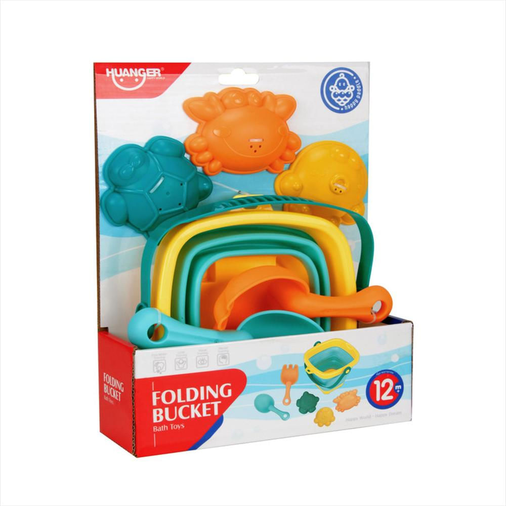  Gosu Toys - Baldes plegables de silicona para niños, cuadrados  y redondos, para playa, multiuso, con 2 pegatinas : Juguetes y Juegos