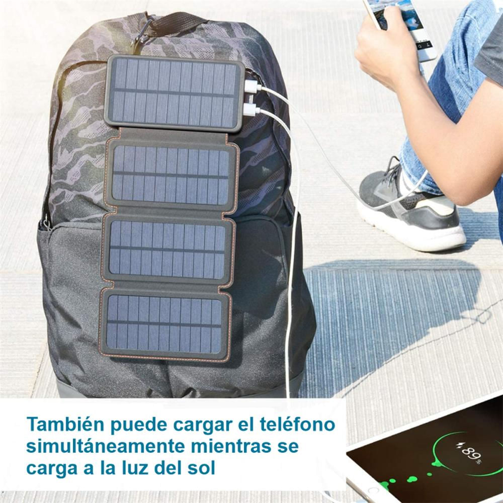  Cargador solar, banco de energía solar, cargador de batería  externa solar portátil, linterna súper brillante incorporada (20000  mAh+20000 mAh) : Celulares y Accesorios