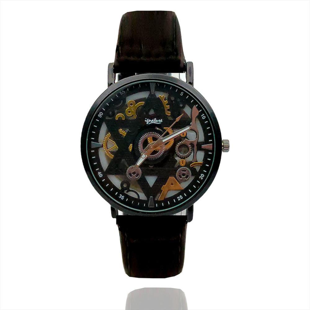 Reloj Elegante Corazón Abierto Dorado img #1