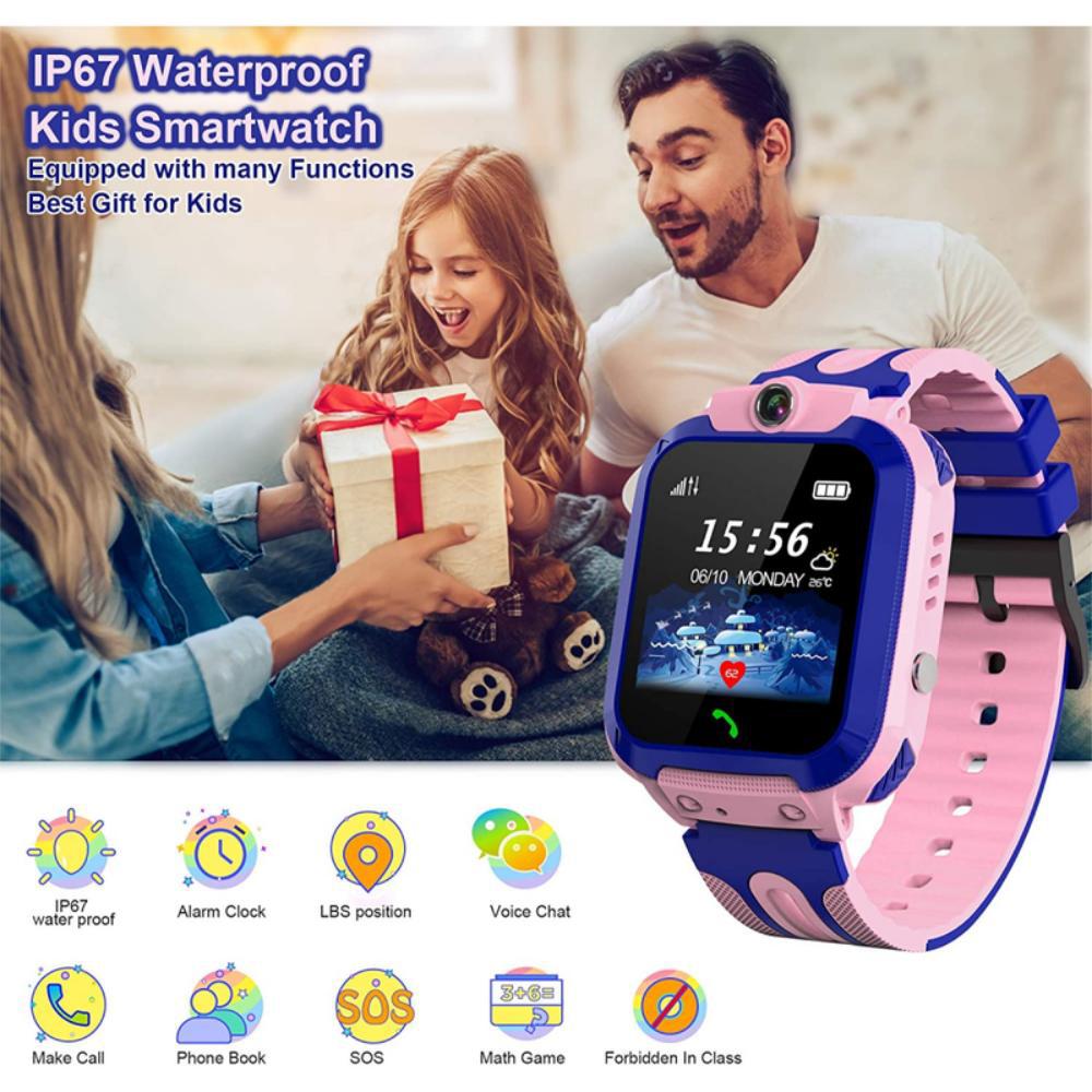 Reloj inteligente para niños con tarjeta SIM, de 4 a 12 años para niños y  niñas, localizador de seguimiento GPS, alarma SOS, monitoreo remoto, 2  vías