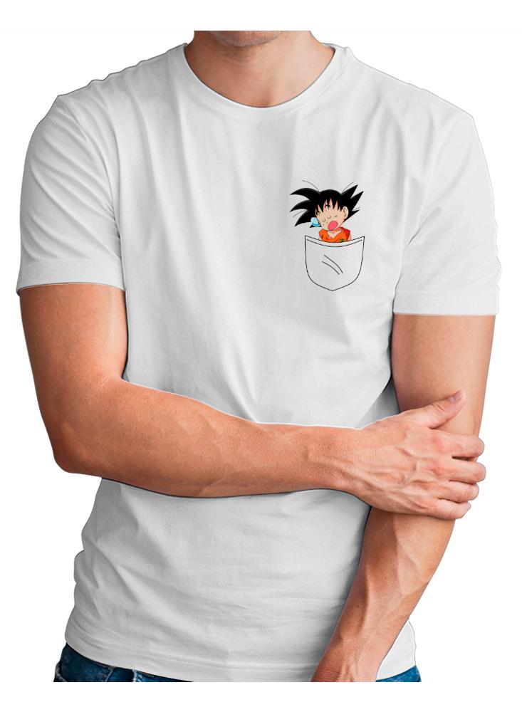 Camiseta Hombre Dragon Ball Goku De Bolsillo S Blanco