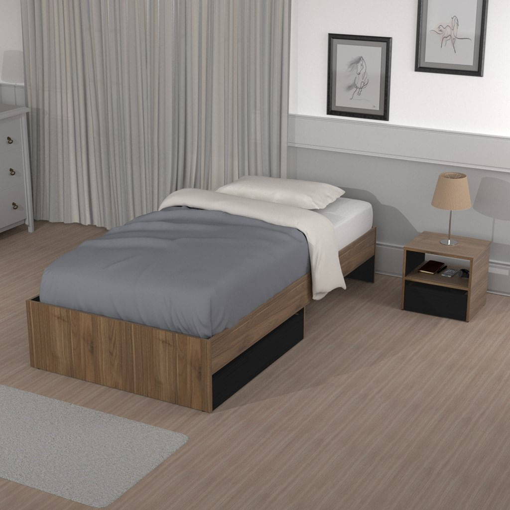 Combo Cama Sencilla (100Cm) + Mesa De Noche Toscana img #2