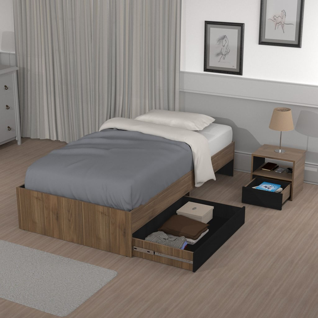 Combo Cama Sencilla (100Cm) + Mesa De Noche Toscana img #1