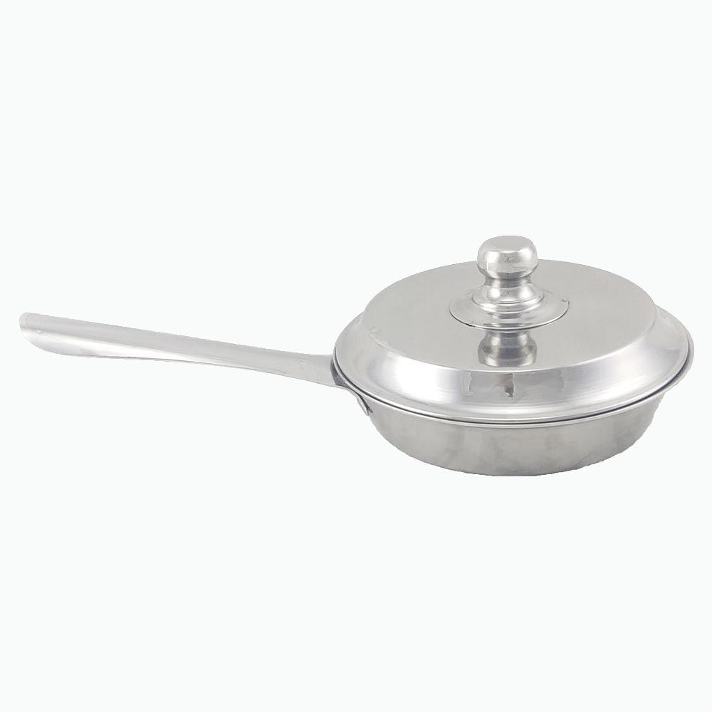 Sartén 14 Cm Con Tapa Acero Inox Plateado