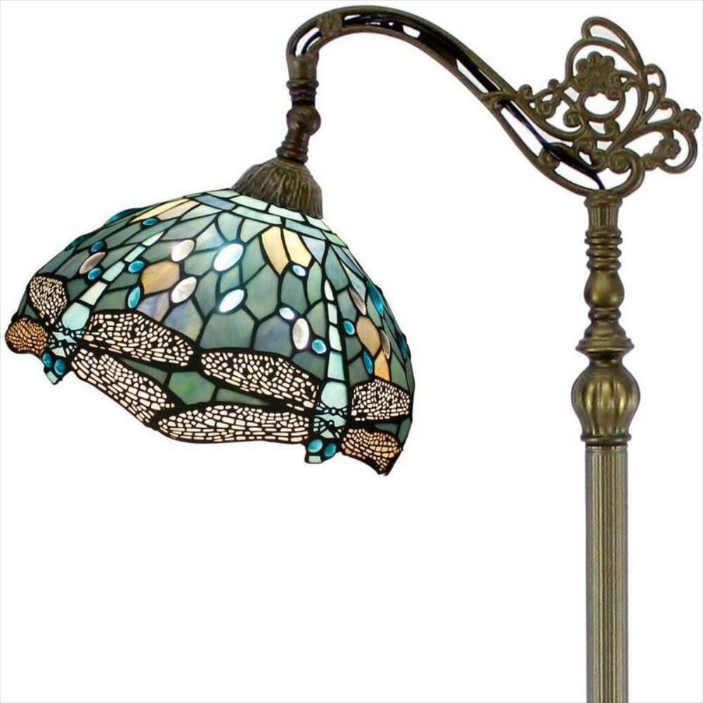 Lámpara De Pie Estilo Tiffany Vitral Azul Marino