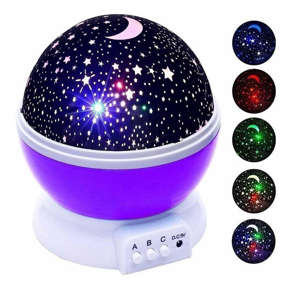 Lampara Redonda Proyector Star Master Luz Led Cielo Rotacion Universo Morada