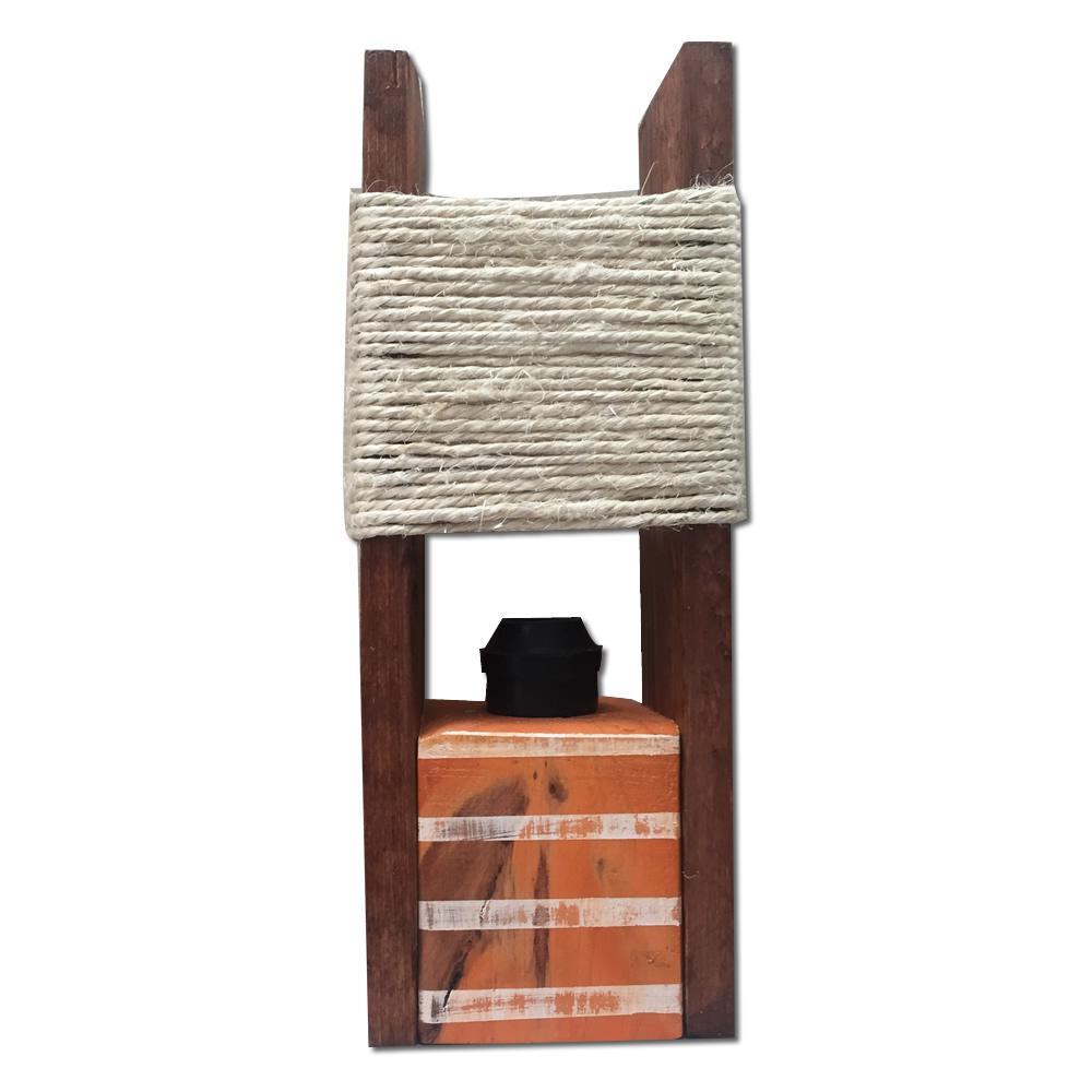 Lampara De Mesa Vintage En Madera Naranja Con Blanco img #2