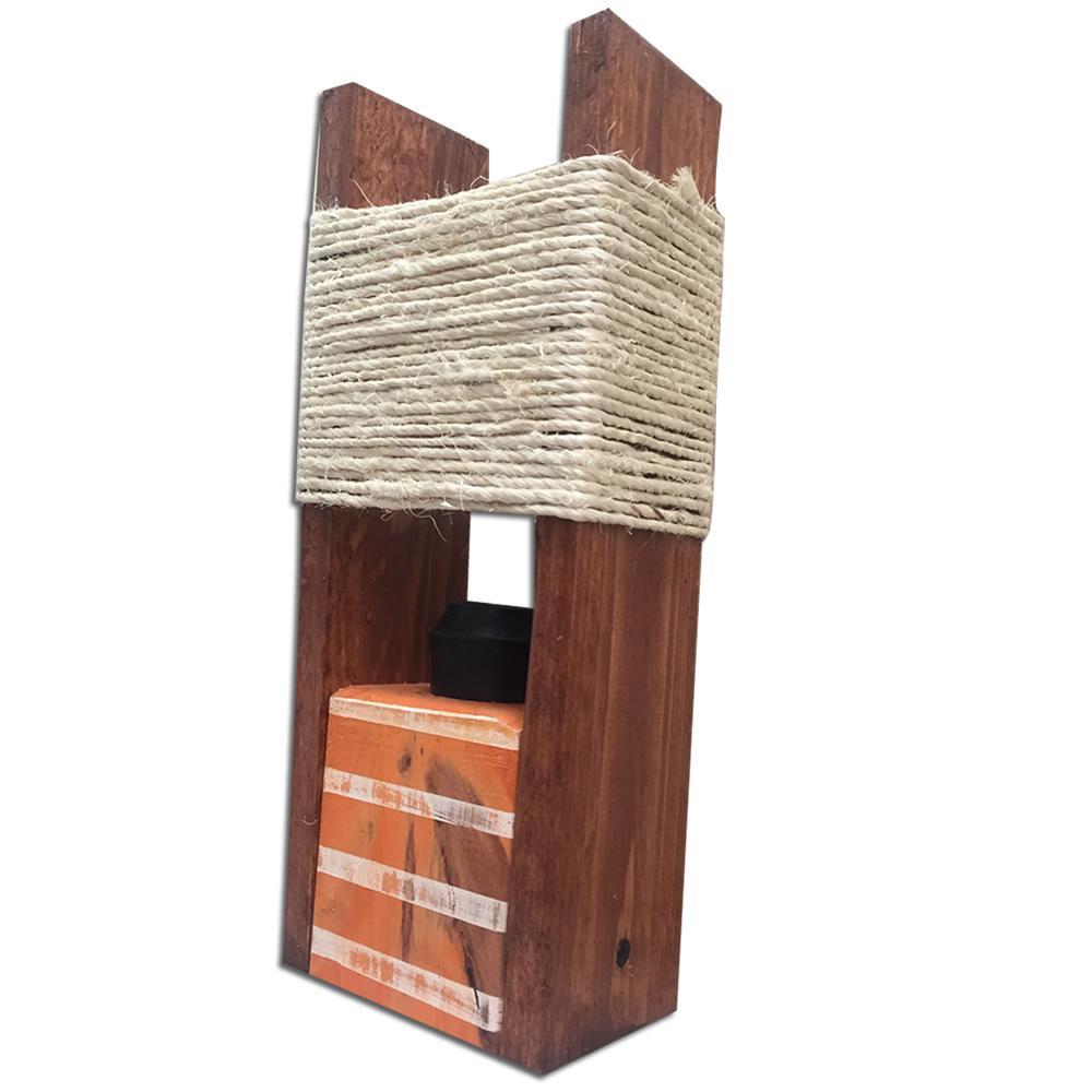 Lampara De Mesa Vintage En Madera Naranja Con Blanco img #3