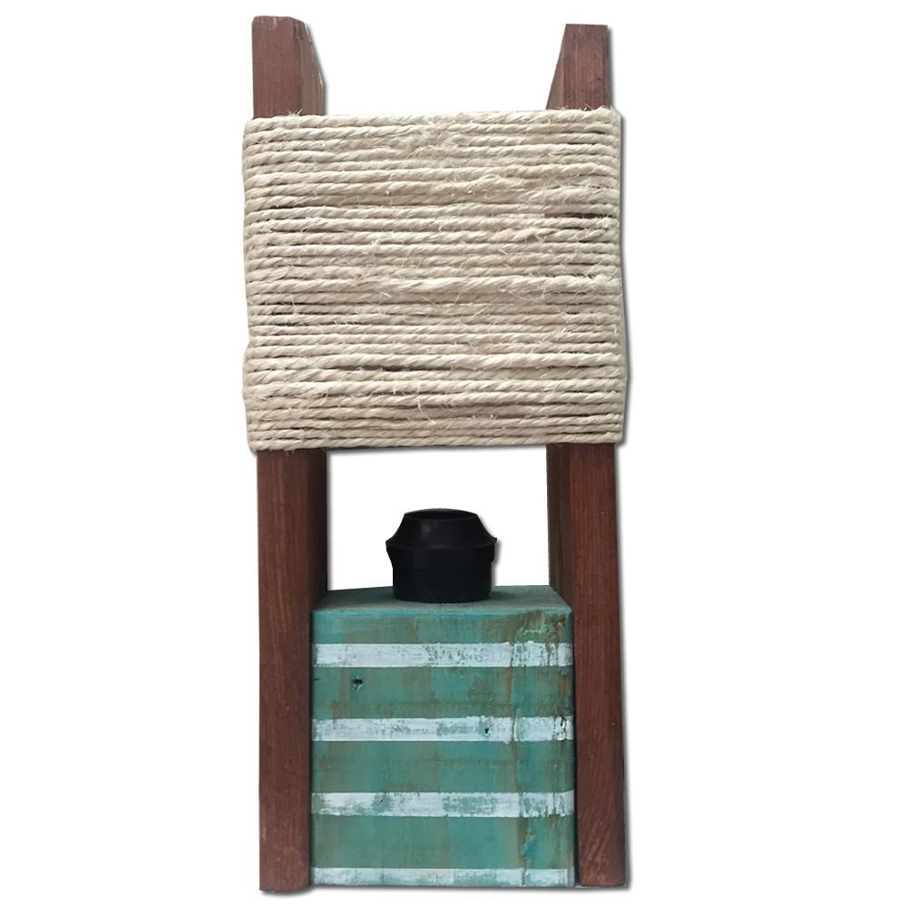 Lampara De Mesa Vintage En Madera Azul Con Blanco img #2
