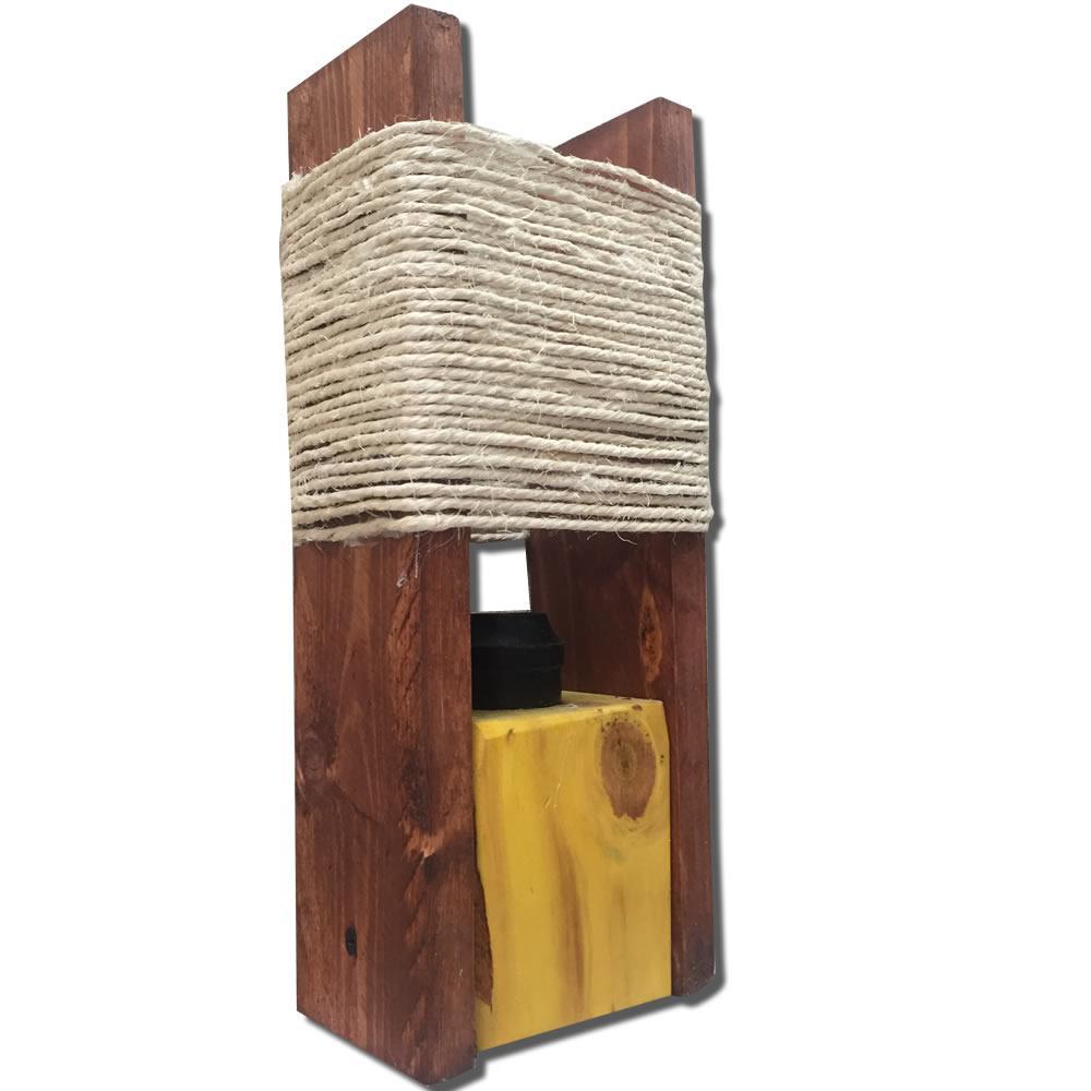 Lampara De Mesa Vintage En Madera Amarilla