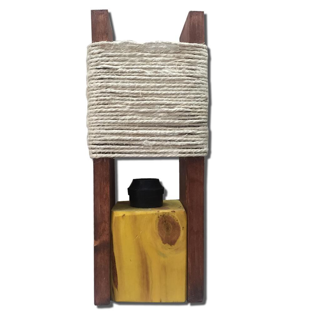 Lampara De Mesa Vintage En Madera Amarilla img #2