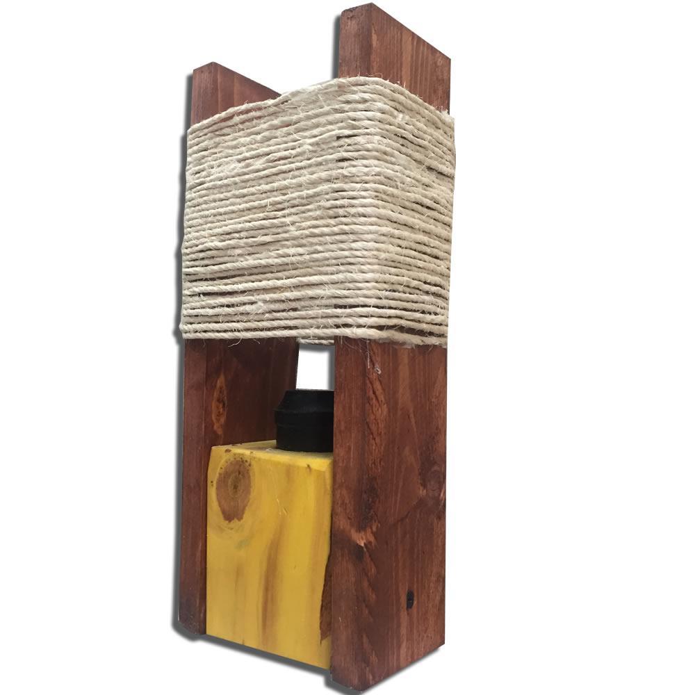 Lampara De Mesa Vintage En Madera Amarilla img #3