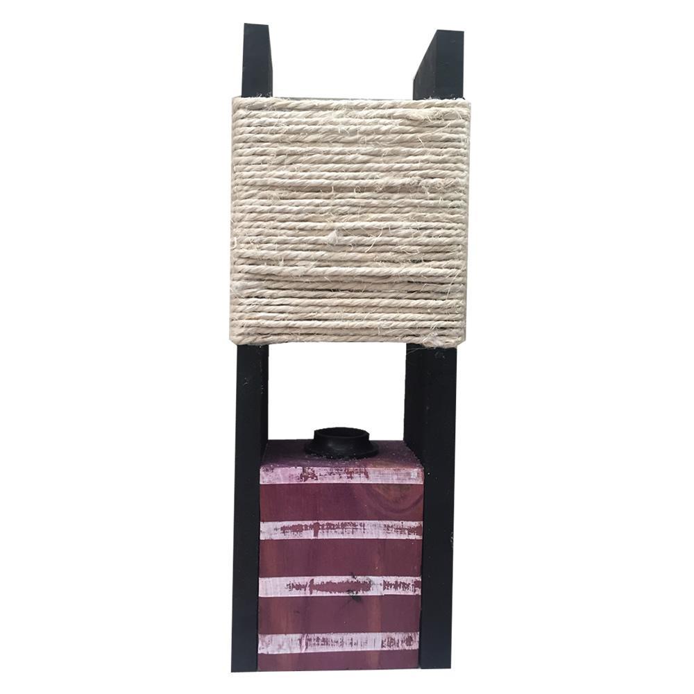 Lampara De Mesa Vintage En Madera Morada Con Negro img #2