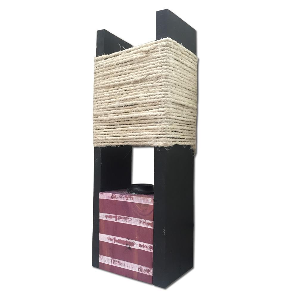 Lampara De Mesa Vintage En Madera Morada Con Negro img #3