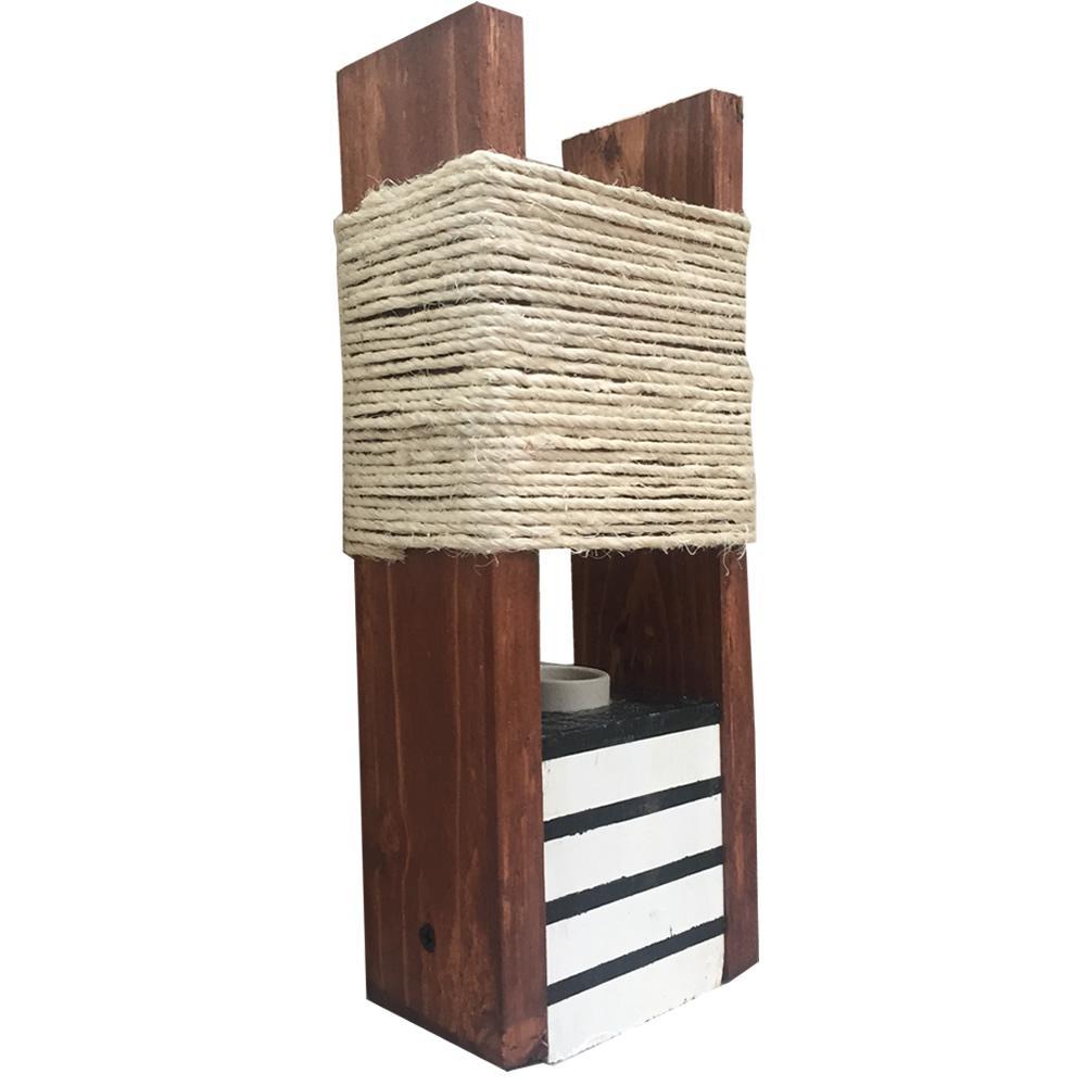 Lampara De Mesa Vintage En Madera Blanco Con Negro