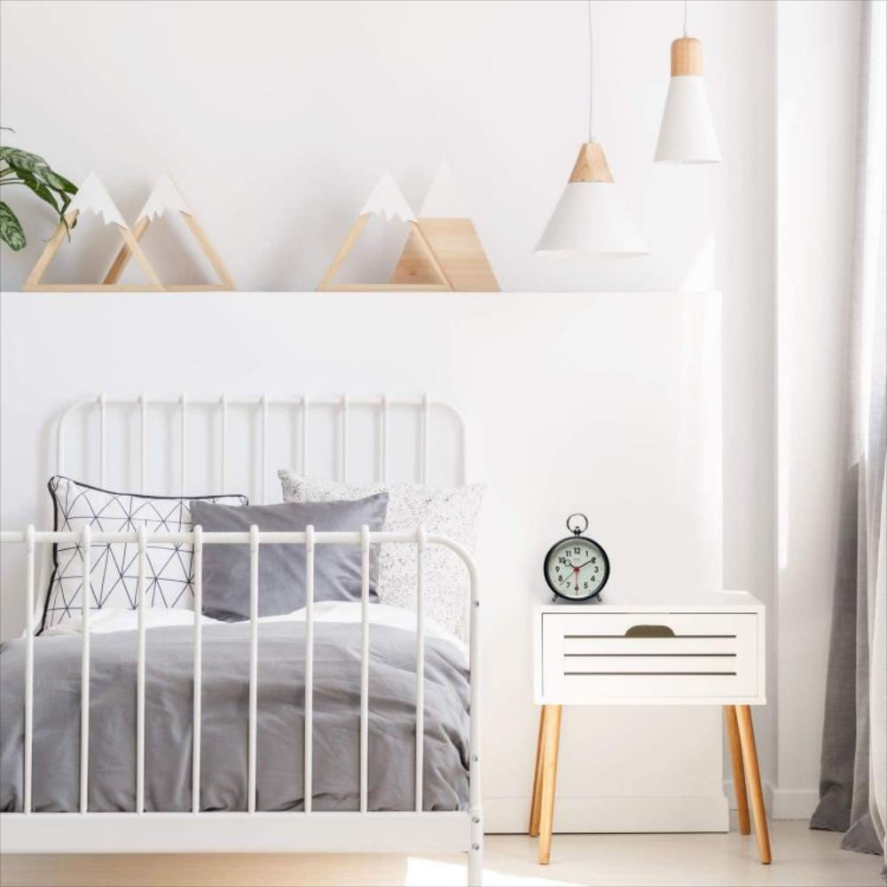 Reloj Despertador De Metal Blanco Y Negro Con Luz Led img #4