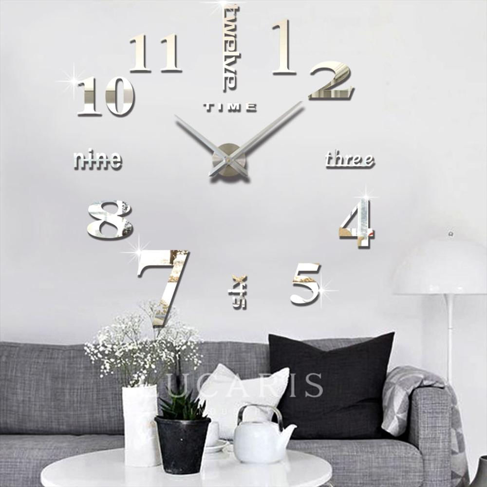 RELOJ DE PARED 3D GRANDE 100X100CM COLOR PLATEADO