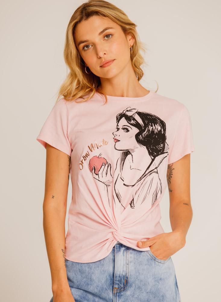 Camiseta Mujer En Lycra Suede Manga Corta Con Prenses - Xuss